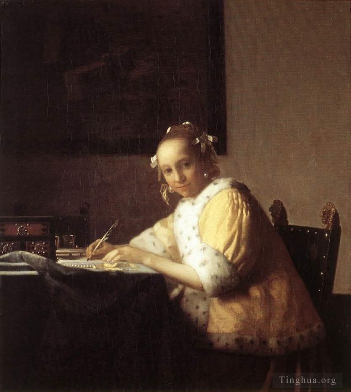 Johan Vermeer Ölgemälde - Eine Dame, die einen Brief schreibt