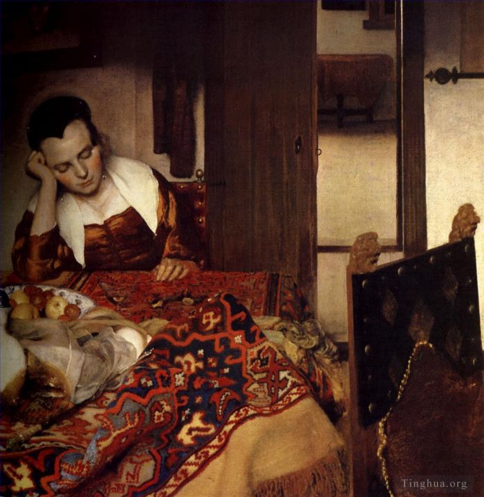 Johan Vermeer Ölgemälde - Eine schlafende Magd