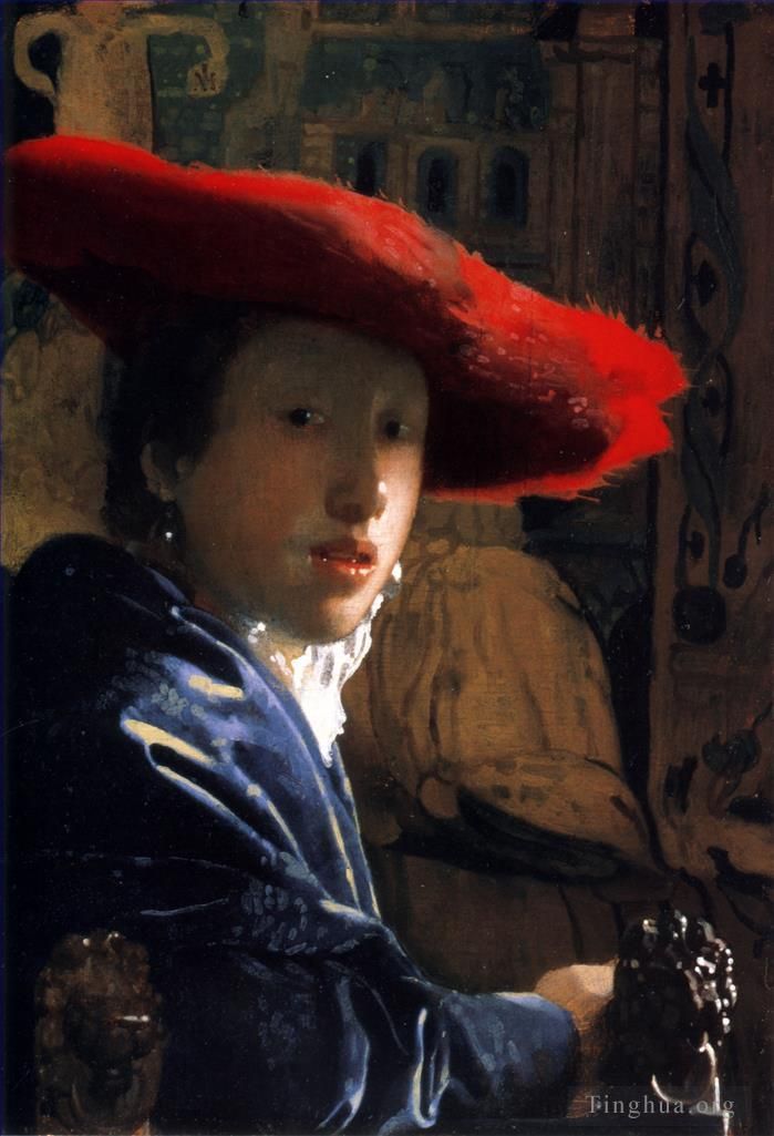 Johan Vermeer Ölgemälde - Mädchen mit rotem Hut