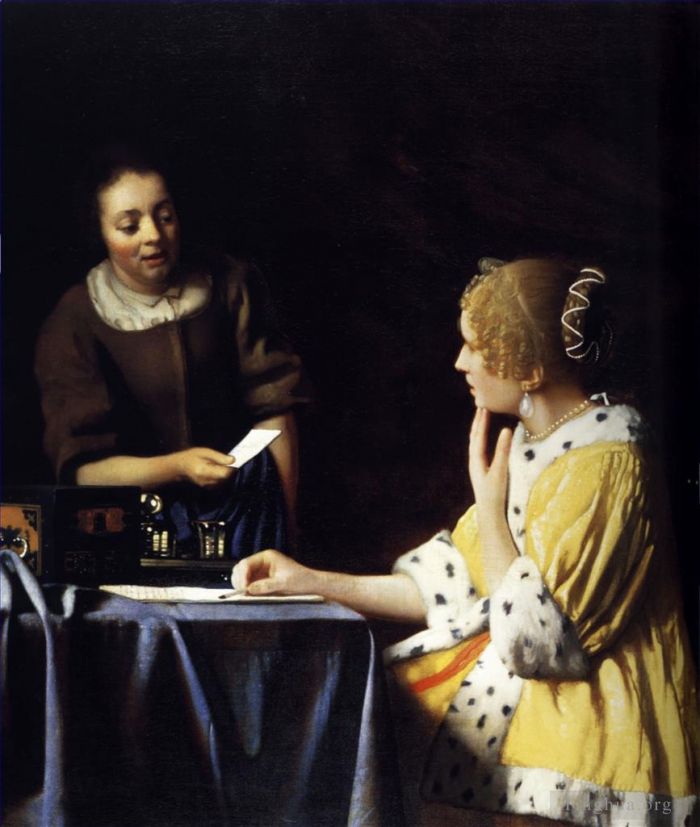 Johan Vermeer Ölgemälde - Herrin und Dienstmädchen