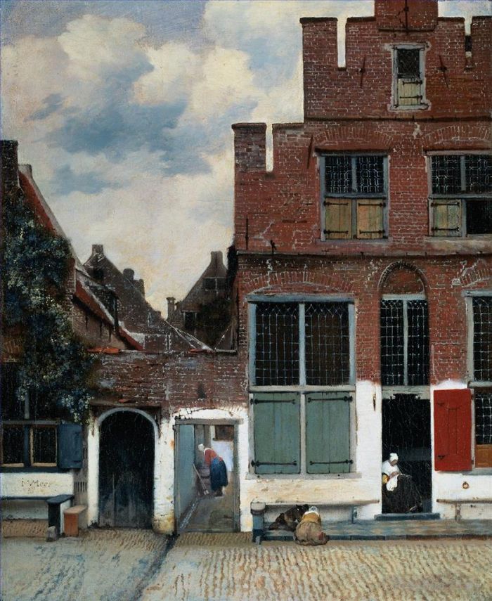 Johan Vermeer Ölgemälde - Ansicht der Häuser in Delft, bekannt als die kleine Straße