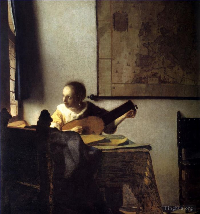 Johan Vermeer Ölgemälde - Frau mit Laute