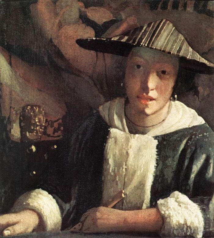 Johan Vermeer Ölgemälde - Junges Mädchen mit Flöte
