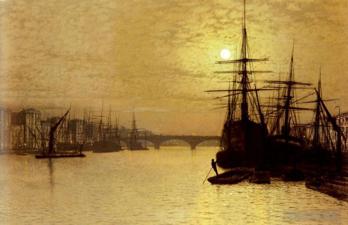 John Atkinson Grimshaw Ölgemälde - Die Themse unterhalb der London Bridge