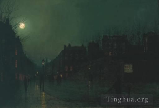 John Atkinson Grimshaw Ölgemälde - Blick auf die Heath Street bei Nacht TCS