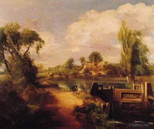 John Constable Werk - Landschaftsjungen beim Angeln