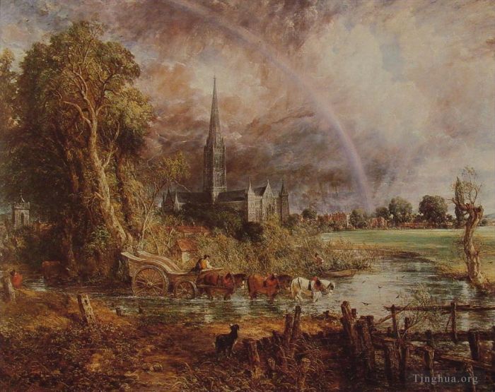 John Constable Ölgemälde - Kathedrale von Salisbury von den Meadows aus