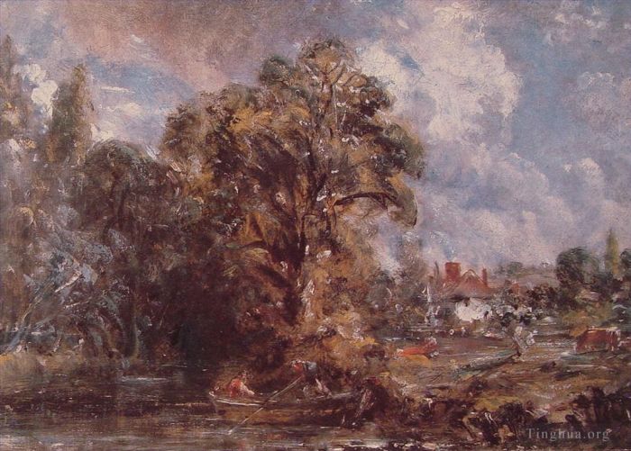 John Constable Ölgemälde - Szene an einem Fluss