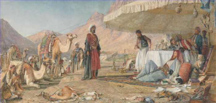 John Frederick Lewis Ölgemälde - Ein Frank-Lager in der Wüste des Mount Sinai John Frederick Lewis