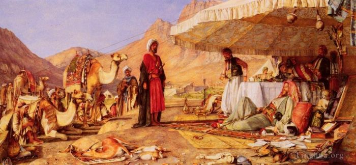 John Frederick Lewis Ölgemälde - Ein Frank-Lager in der Wüste des Berges Sinai