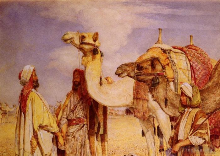 John Frederick Lewis Ölgemälde - Der Gruß in der Wüste Ägypten