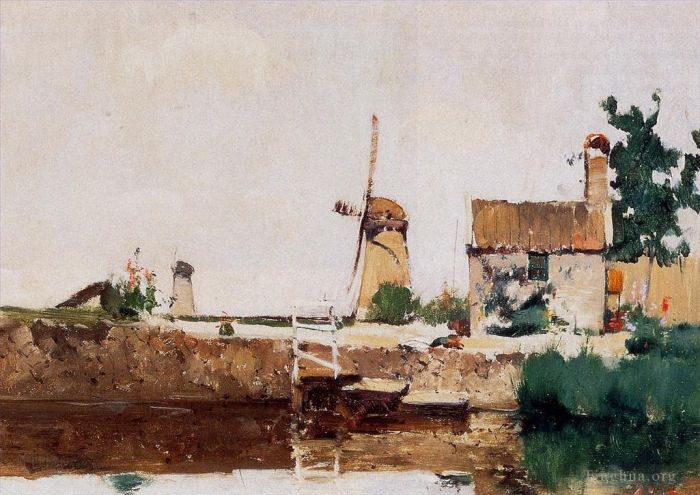 John Henry Twachtman Ölgemälde - Windmühlen Dordrecht