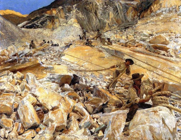 John Singer Sargent Ölgemälde - Bringen von Dopwn-Marmor aus den Steinbrüchen in Carrara