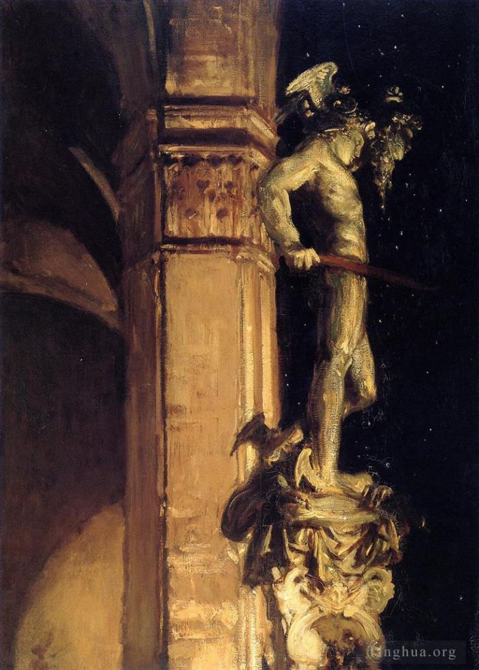 John Singer Sargent Ölgemälde - Statue des Perseus bei Nacht