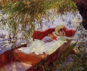 John Singer Sargent Werk - Zwei Frauen schlafen in einem Kahn unter den Weiden