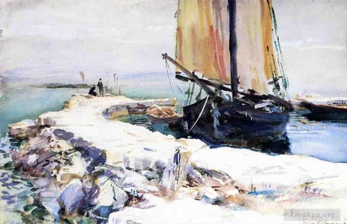 John Singer Sargent Andere Malerei - Über dem Gardasee beim Boot San Viigilio