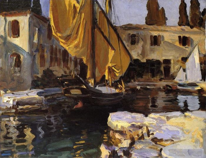 John Singer Sargent Andere Malerei - Boot mit dem Goldenen Segel San Vigilio