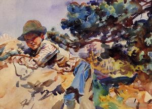 John Singer Sargent Werk - Junge auf einem Felsen