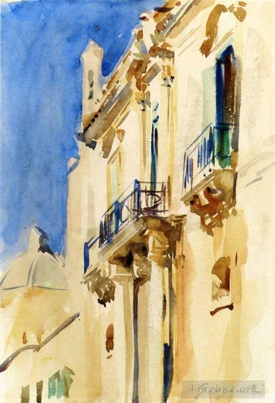 John Singer Sargent Andere Malerei - Fassade eines Palazzo Girgente Sizilien
