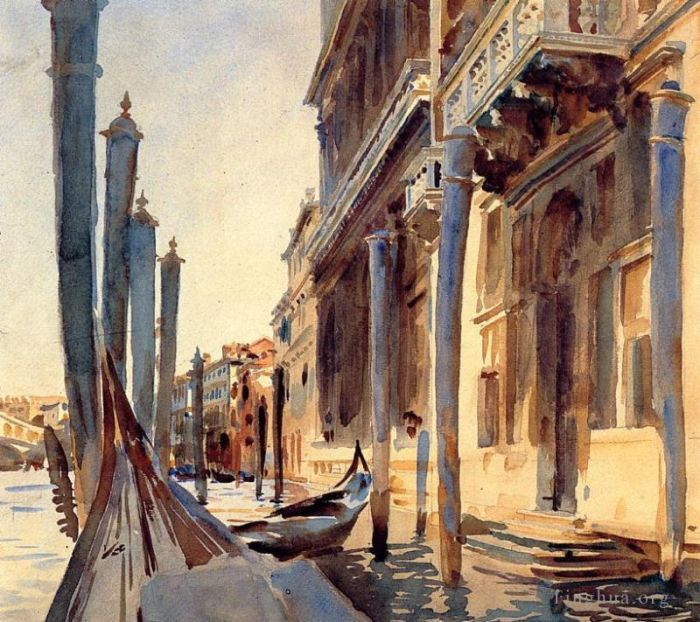 John Singer Sargent Andere Malerei - Boot auf dem Canal Grande in Venedig