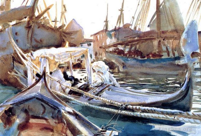 John Singer Sargent Andere Malerei - Skizzieren auf dem Giudecca-Boot