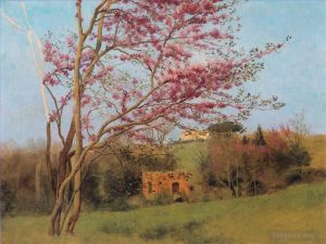 John William Godward Werk - Landschaft blühende rote Mandel