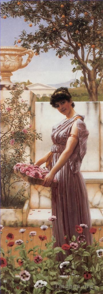 John William Godward Ölgemälde - Die Blumen der Venus 1890