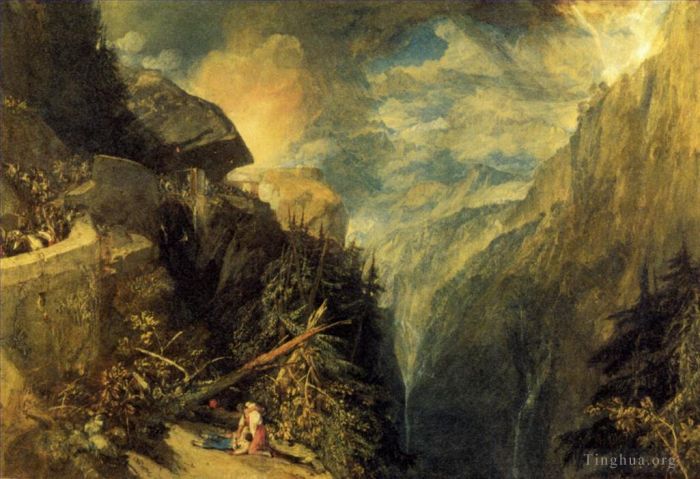 Joseph Mallord William Turner Ölgemälde - Die Schlacht von Fort Rock Val d'Aoste Piemont