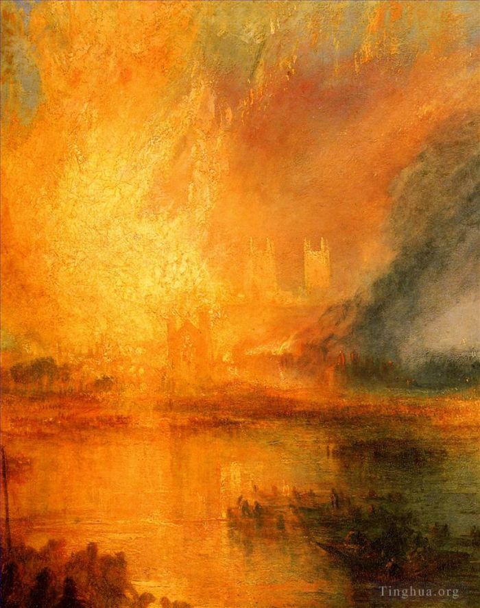 Joseph Mallord William Turner Ölgemälde - Die Verbrennung des Hauses der Lords und Commons, Detail1