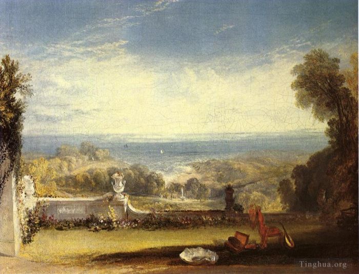 Joseph Mallord William Turner Ölgemälde - Blick von der Terrasse einer Villa auf Niton Isle of Wight nach Skizze