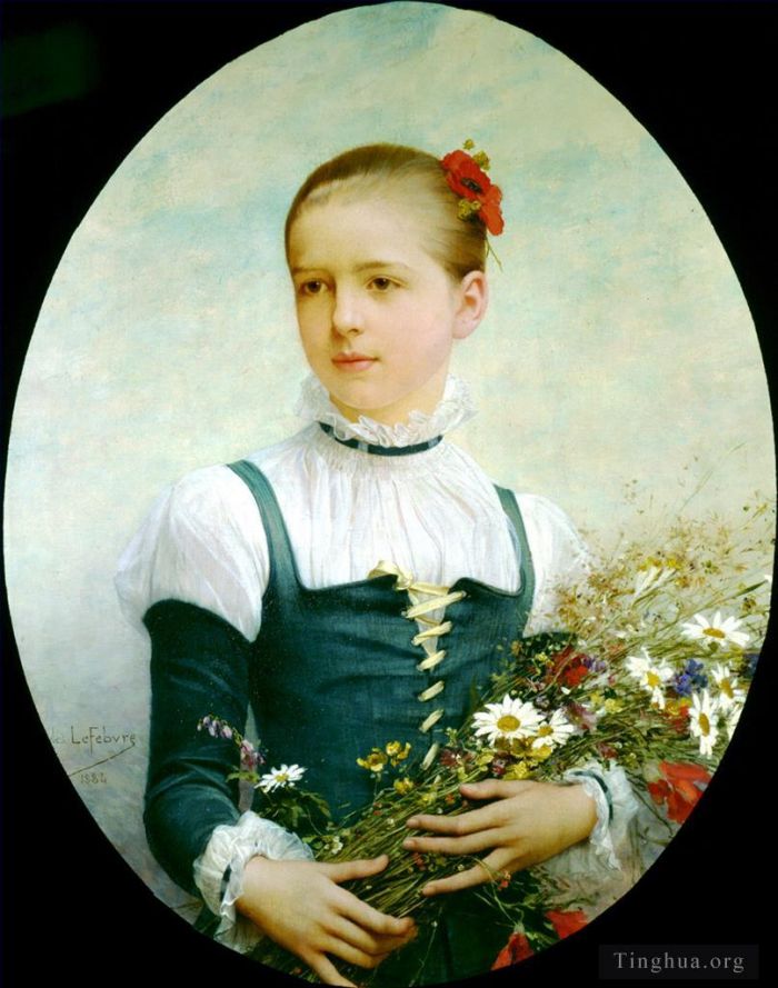 Jules Joseph Lefebvre Ölgemälde - Porträt von Edna Barger aus Connecticut 1884