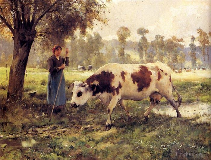 Julien Dupre Ölgemälde - Kühe auf der Weide