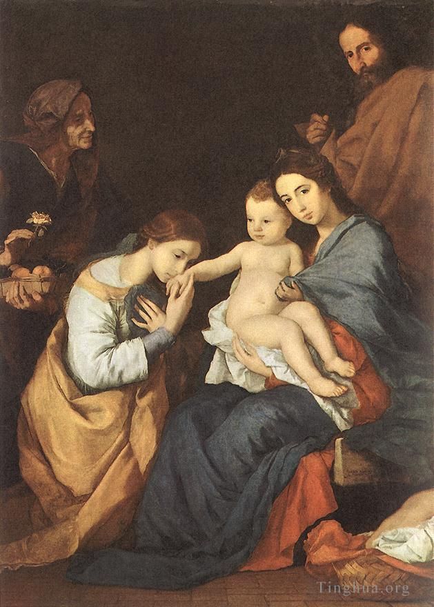 Giuseppe Ribera Ölgemälde - Die Heilige Familie mit der Heiligen Katharina