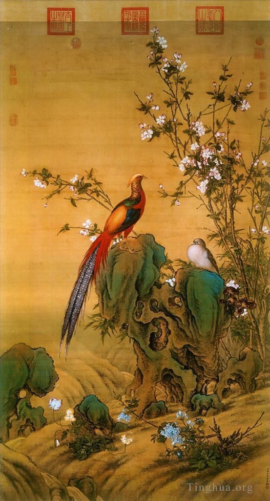 Giuseppe Castiglione Chinesische Kunst - Vögel im Frühling