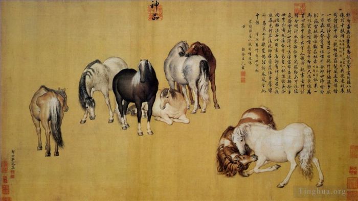 Giuseppe Castiglione Chinesische Kunst - Acht Pferde