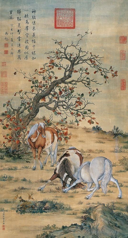Giuseppe Castiglione Chinesische Kunst - Tolle Pferde