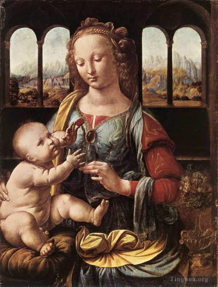 Leonardo da Vinci Ölgemälde - Die Madonna mit der Nelke