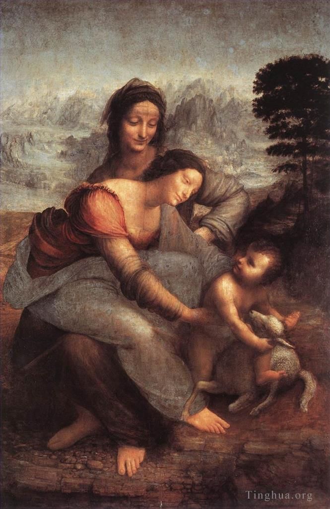 Leonardo da Vinci Ölgemälde - Die Jungfrau und das Kind mit der Heiligen Anna