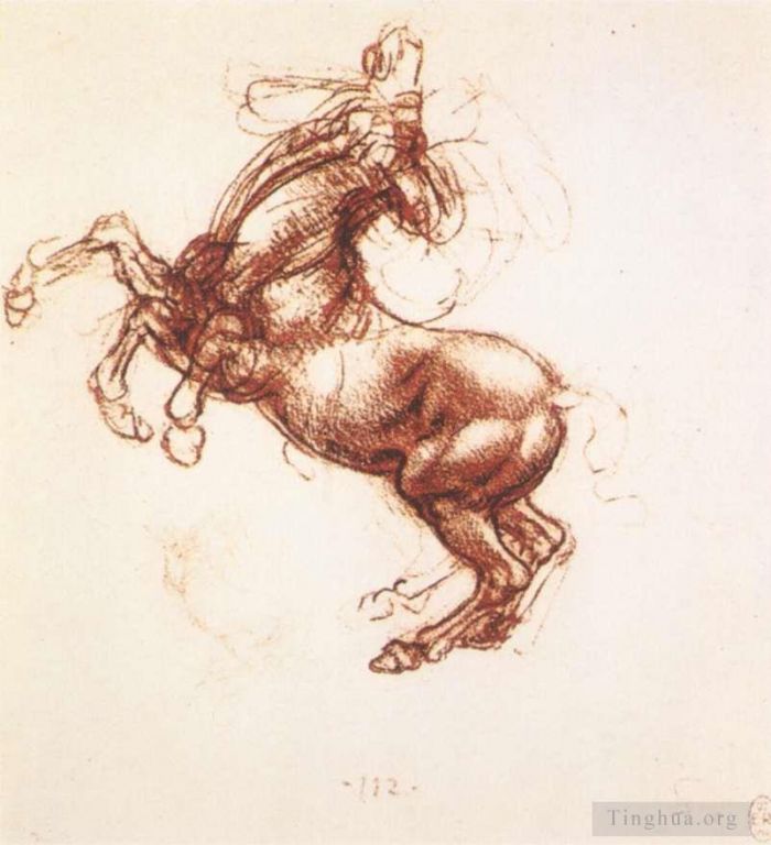 Leonardo da Vinci Andere Malerei - Aufbäumendes Pferd