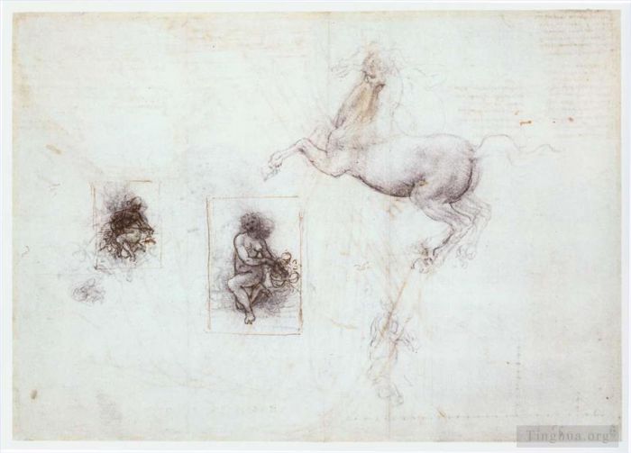 Leonardo da Vinci Andere Malerei - Studien über Leda und ein Pferd