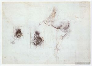 Leonardo da Vinci Werk - Studien über Leda und ein Pferd