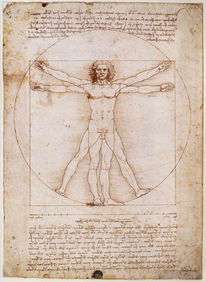 Leonardo da Vinci Andere Malerei - Vitruvianischer Mensch