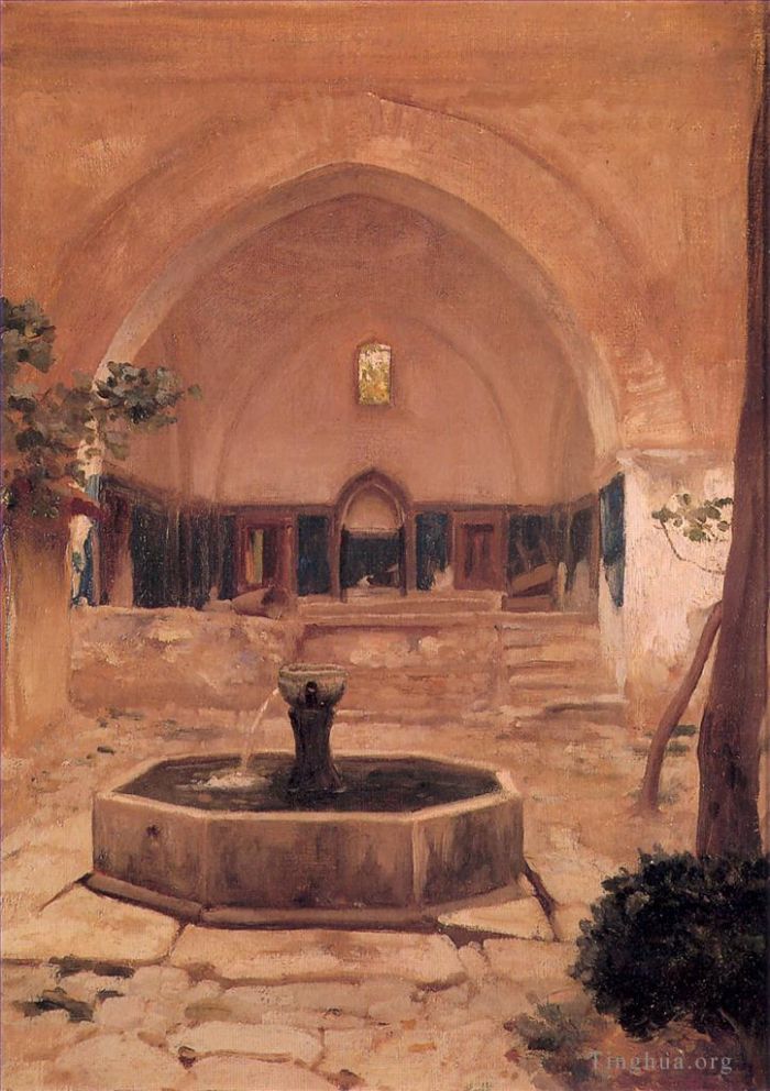 Frederic Leighton Ölgemälde - Innenhof einer Moschee in Broussa 1867