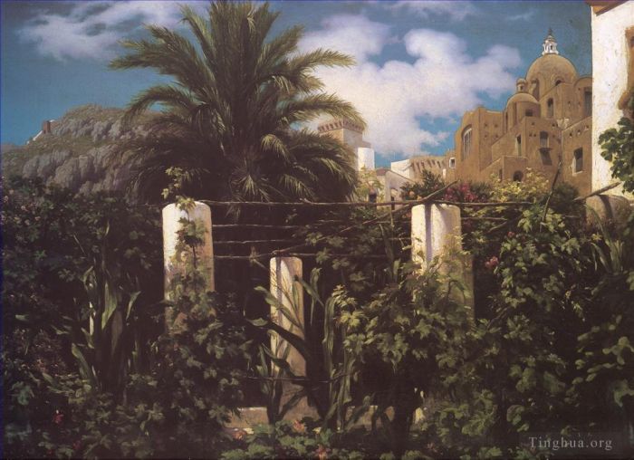Frederic Leighton Ölgemälde - Garten eines Gasthauses Capri