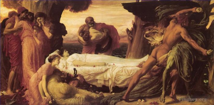 Frederic Leighton Ölgemälde - Herkules ringt mit dem Tod