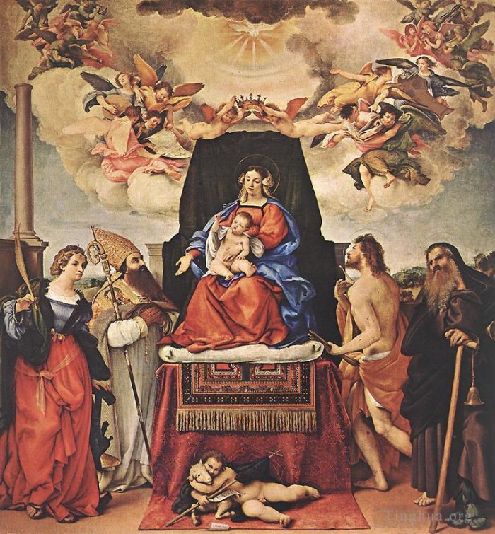 Lorenzo Lotto Ölgemälde - Madonna mit Kind und Heiligen 1521II