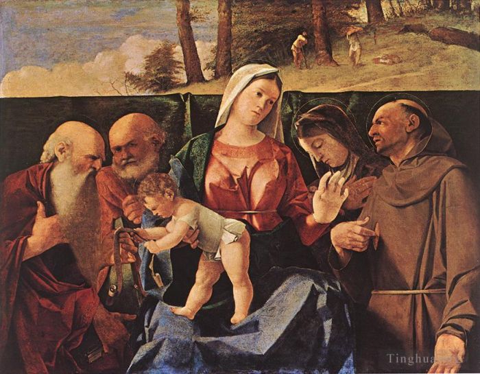 Lorenzo Lotto Ölgemälde - Madonna mit Kind und Heiligen