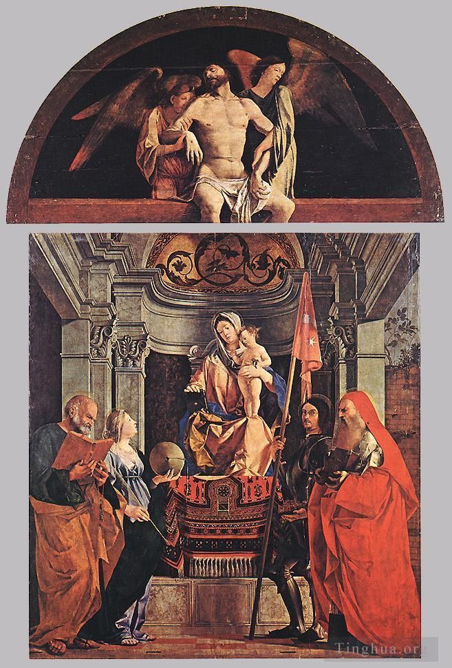 Lorenzo Lotto Ölgemälde - Madonna mit Kind und den Heiligen Petrus Christine Liberale und Hieronymus
