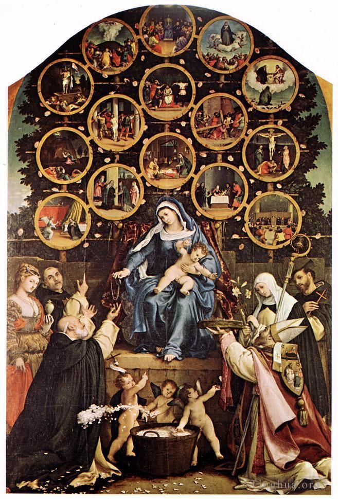 Lorenzo Lotto Ölgemälde - Madonna vom Rosenkranz 1539