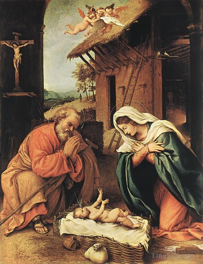 Lorenzo Lotto Ölgemälde - Geburt Christi 1523